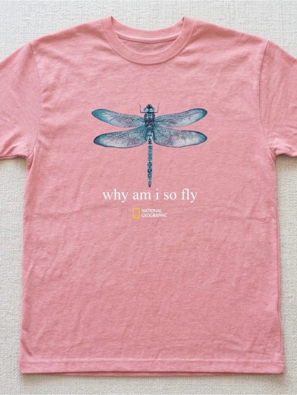 Gildan Pink Tee with Teal Dragonfly Graphic